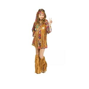 Peace & Love Hippie Costume  L 12-14 W/Earrings